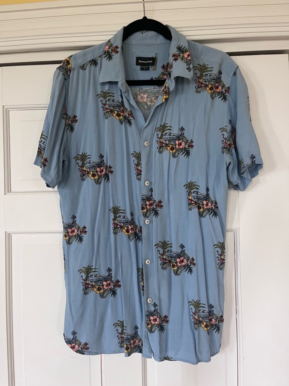 Barney Cools Light Blue Tropical Floral Button-Down Shirt